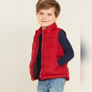 Old Navy frost free boys fleece lined puffer vest Robby red 2T